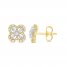 Diamond Clover Earrings 1/3 ct tw Round/Baguette 10K Yellow Gold