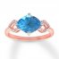 Blue Topaz Ring 1/20 ct tw Diamonds 10K Rose Gold