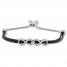 Diamond Infinity Bolo Bracelet Sterling Silver/Leather