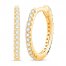 Black & White Reversible Diamond Hoop Earrings 1/4 ct tw Round-Cut 10K Yellow Gold