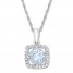 Aquamarine Necklace 1/10 ct tw Diamonds 10K White Gold 17"