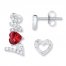 Love Earring Set Lab-Created Gemstones Sterling Silver