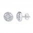 Floral Earrings Diamond Accents Sterling Silver