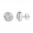 Floral Earrings Diamond Accents Sterling Silver
