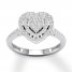 Diamond Heart Engagement Ring 1/2 ct tw Round 10K White Gold