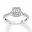 Diamond Engagement Ring 3/4 ct tw Baguette/Round 14K White Gold
