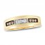 Men's Brown & Whiter Diamond Wedding Band 1/4 ct tw Round-cut 10K Yellow Gold