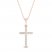 Diamond Cross Necklace 1/10 ct tw Round-Cut 10K Rose Gold 18"
