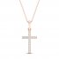 Diamond Cross Necklace 1/10 ct tw Round-Cut 10K Rose Gold 18"