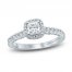Monique Lhuillier Bliss Diamond Engagement Ring 7/8 ct tw Princess & Round-cut 18K White Gold