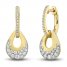 Diamond Pear Hoop Dangle Earrings 3/4 ct tw Round-cut 10K Yellow Gold