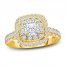 Diamond Engagement Ring 3/4 ct tw Princess/Round 14K Yellow Gold