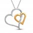Diamond Heart Necklace 1/10 ct tw Round-cut 10K Two-Tone Gold