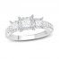 Three-Stone Diamond Engagement Ring 1 ct tw Princess/Round 10K White Gold