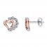 Previously Owned Diamond Earrings Sterling Silver/10K Rose Gold