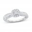 Diamond Engagement Ring 3/8 ct tw Princess/Round/Baguette 14K White Gold