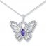 Butterfly Necklace Amethyst & Diamonds Sterling Silver