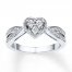 Heart Ring Diamond Accents 10K White Gold