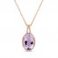 Amethyst & Diamond Necklace 1/8 ct tw Oval/Round-Cut 10K Rose Gold 18"