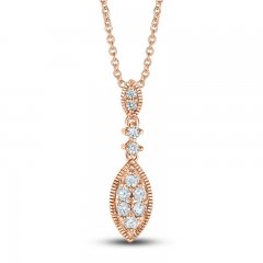 Diamond Necklace 1/4 ct tw Round-cut 10K Rose Gold 18"