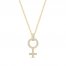 Diamond Female Symbol Necklace 1/4 ct tw Round/Baguette 10K Yellow Gold 18"