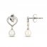 Cultured Pearl Drop Heart Earrings Sterling Silver