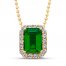 Lab-Created Emerald Necklace 10K Yellow Gold 15"-18" Adj.