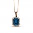 Le Vian Blue Topaz Necklace 1/4 ct tw Diamonds 14K Strawberry Gold 18"