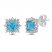 Luminous Cut Swiss Blue Topaz & White Topaz Starburst Stud Earrings Sterling Silver