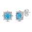 Luminous Cut Swiss Blue Topaz & White Topaz Starburst Stud Earrings Sterling Silver