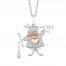 Disney Treasures Alice in Wonderland "White Rabbit" Diamond Necklace 1/10 ct tw Sterling Silver/10K Rose Gold 18"