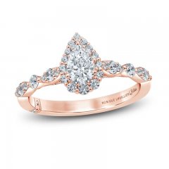 Monique Lhuillier Bliss Diamond Engagement Ring 7/8 ct tw Pear & Round-cut 18K Rose Gold