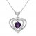 Amethyst & White Lab-Created Sapphire Heart Necklace Sterling Silver 18"