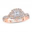Adrianna Papell Diamond Engagement Ring 7/8 ct tw Princess/Baguette/Round-cut 14K Rose Gold