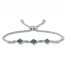Lab-Created Emerald/Diamond Bolo Bracelet Sterling Silver