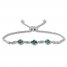 Lab-Created Emerald/Diamond Bolo Bracelet Sterling Silver