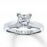 Leo Diamond Artisan Ring 1-1/2 Ct Princess-cut 14K White Gold