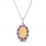Lab-Created Ruby & White Lab-Created Sapphire Mary Necklace Sterling Silver/10K Yellow Gold 18"