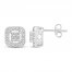 Diamond Stud Earrings 1/4 ct tw Round/Princess-cut 10K White Gold