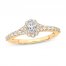 Diamond Engagement Ring 1/2 ct tw Oval/Round 14K Yellow Gold
