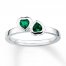 Stackable Heart Ring Lab-Created Emeralds Sterling Silver