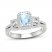 Aquamarine & Diamond Engagement Ring 1/2 ct tw Emerald/Round/Baguette-cut 10K White Gold