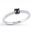 Black/White Diamond Engagement Ring 1/4 ct tw 10K White Gold