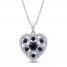 Blue and White Lab-Created Sapphire Heart Necklace Sterling Silver 18"