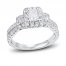 Three-Stone Diamond Engagement Ring 1-1/4 ct tw Radiant/Round/Baguette 14K White Gold