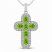 Peridot & White Lab-Created Sapphire Cross Necklace Sterling Silver 18"