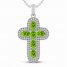 Peridot & White Lab-Created Sapphire Cross Necklace Sterling Silver 18"