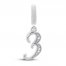 True Definition Number 3 Charm with Diamonds Sterling Silver