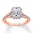 Leo Diamond Engagement Ring 1 ct tw Emerald/Round 14K Rose Gold