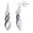 Diamond Dangle Earrings 1/6 ct tw Black/White Sterling Silver